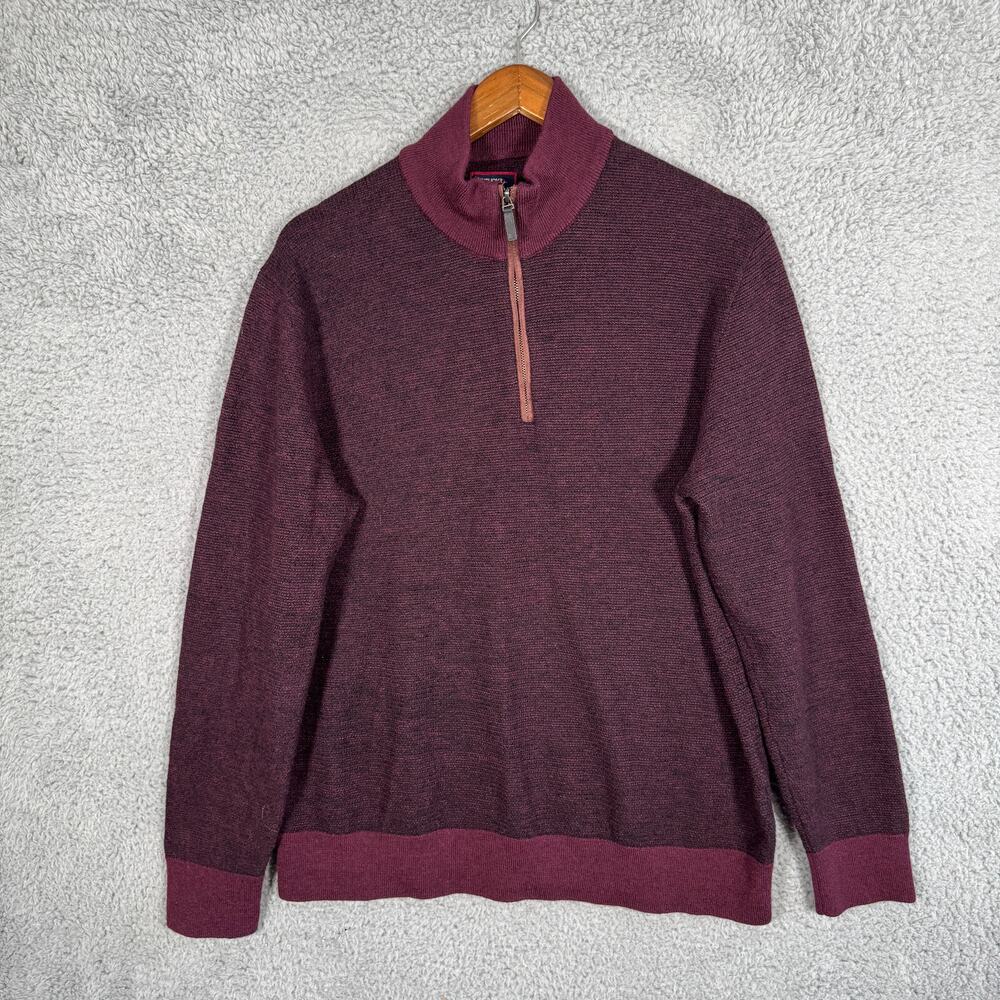 UNTUCKit Belguardo Birdseye Sweater Pullover 100% Merino Wool Burgundy Mens XL